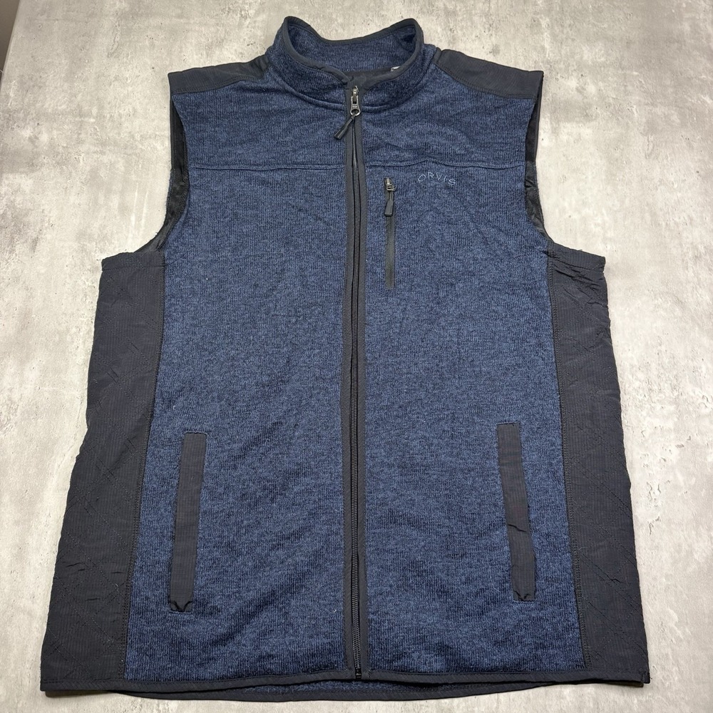 Orvis Men's Fleece Vest Size Extra Large Heather Blue Fly Fishing Camping